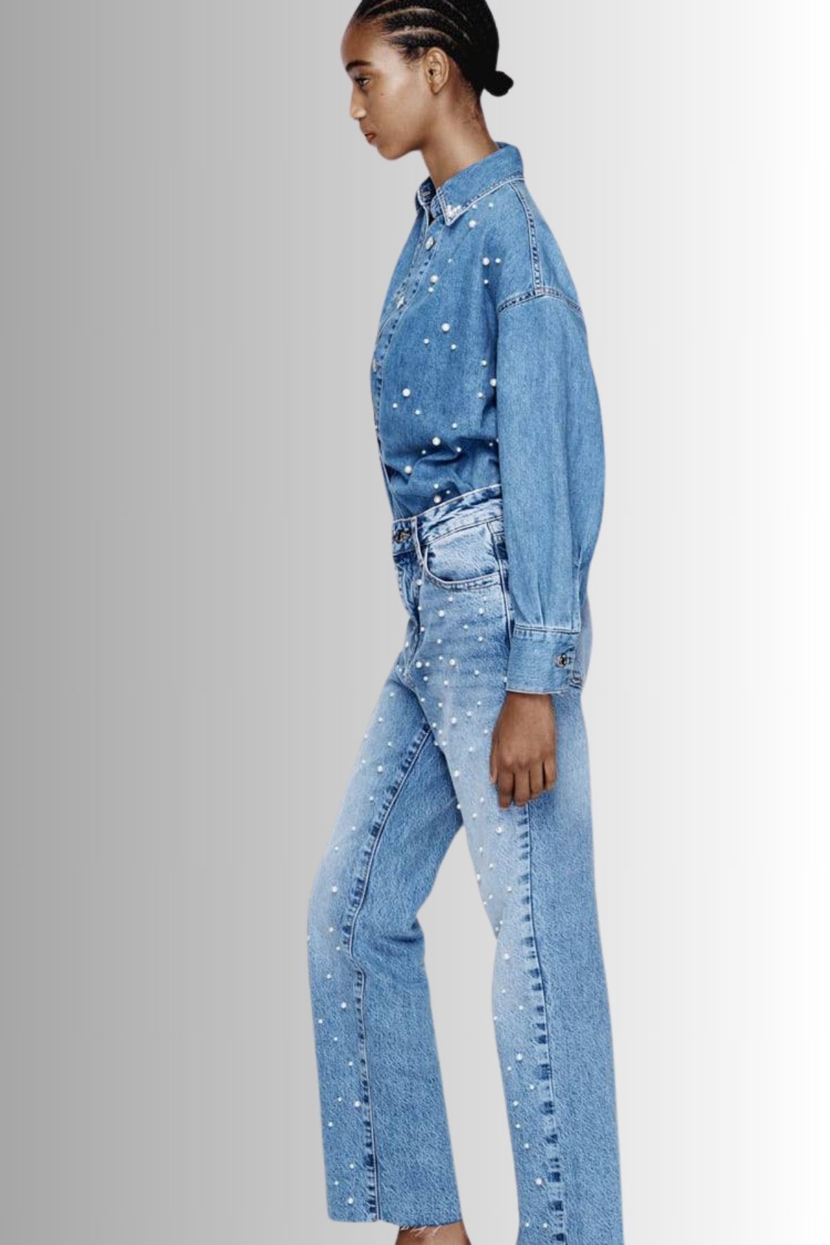 GoGoTrendy Kot İnci Detaylı Gömlek